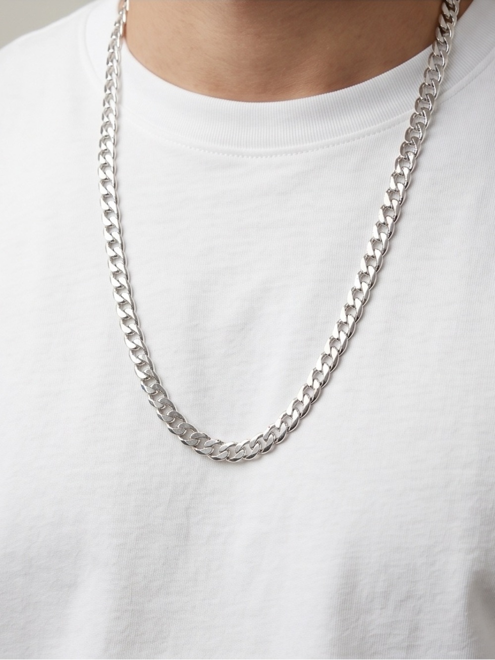 Men’s Or Ladies 28” Heavy Curb Link Chain .925 Sterling Silver Plated NEW